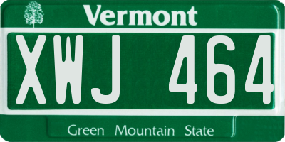 VT license plate XWJ464