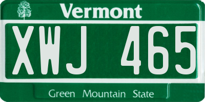VT license plate XWJ465