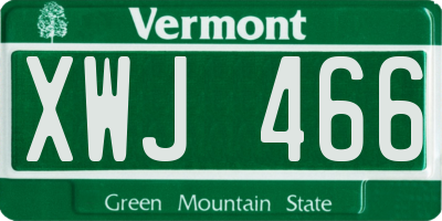 VT license plate XWJ466