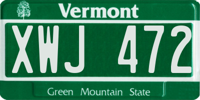 VT license plate XWJ472