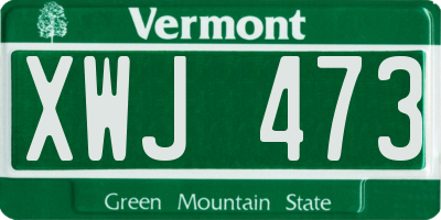 VT license plate XWJ473