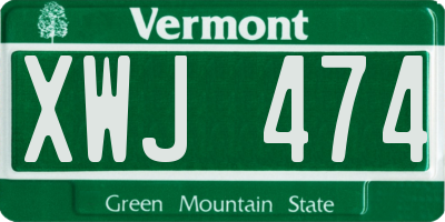 VT license plate XWJ474