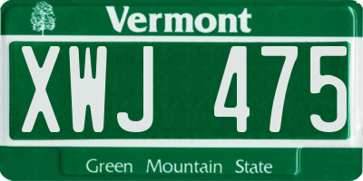 VT license plate XWJ475