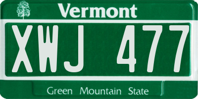 VT license plate XWJ477