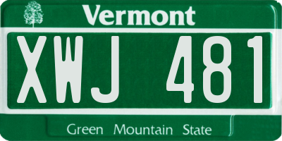 VT license plate XWJ481