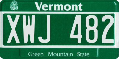 VT license plate XWJ482