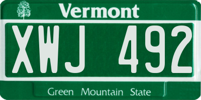 VT license plate XWJ492