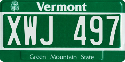 VT license plate XWJ497