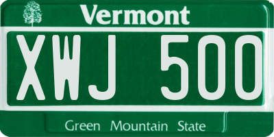 VT license plate XWJ500