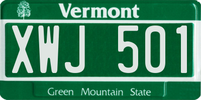 VT license plate XWJ501