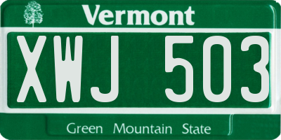 VT license plate XWJ503