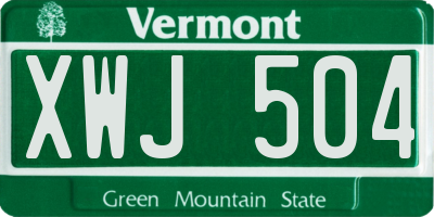 VT license plate XWJ504