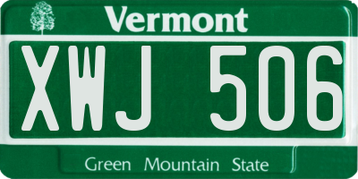 VT license plate XWJ506