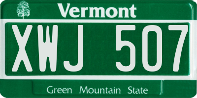 VT license plate XWJ507