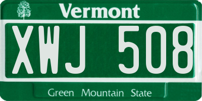 VT license plate XWJ508
