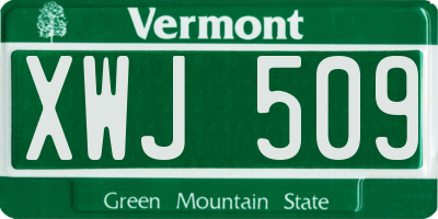 VT license plate XWJ509