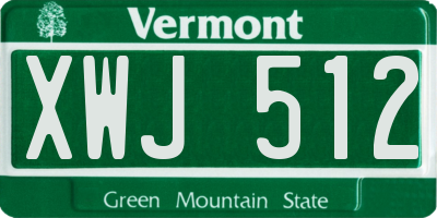 VT license plate XWJ512