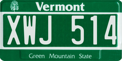VT license plate XWJ514