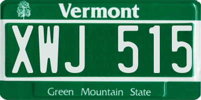 VT license plate XWJ515
