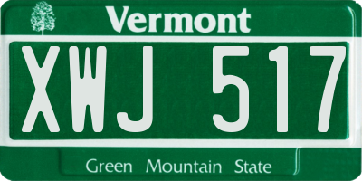 VT license plate XWJ517