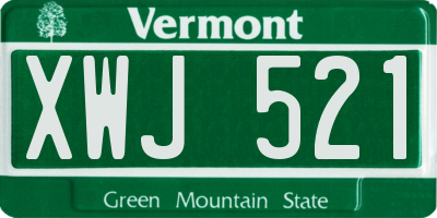 VT license plate XWJ521