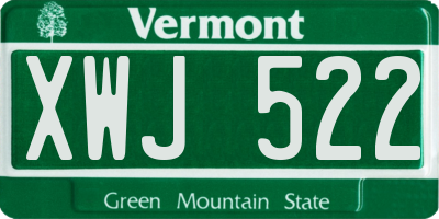 VT license plate XWJ522