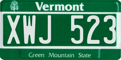 VT license plate XWJ523