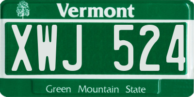 VT license plate XWJ524
