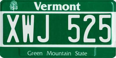VT license plate XWJ525