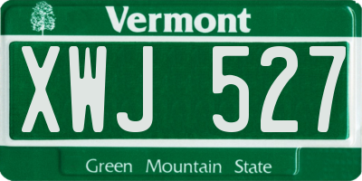VT license plate XWJ527