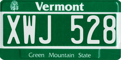 VT license plate XWJ528