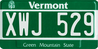 VT license plate XWJ529