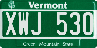 VT license plate XWJ530