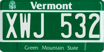 VT license plate XWJ532