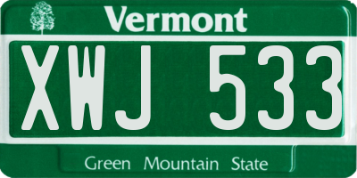 VT license plate XWJ533