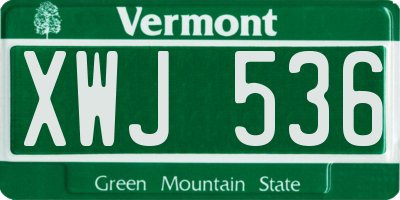 VT license plate XWJ536