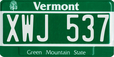 VT license plate XWJ537