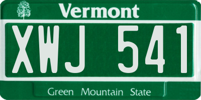 VT license plate XWJ541