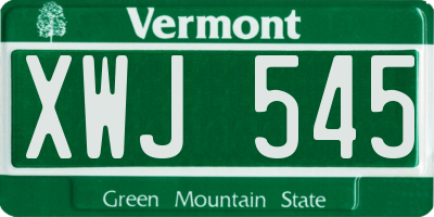 VT license plate XWJ545