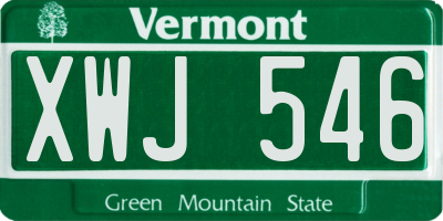VT license plate XWJ546