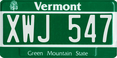 VT license plate XWJ547