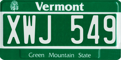 VT license plate XWJ549