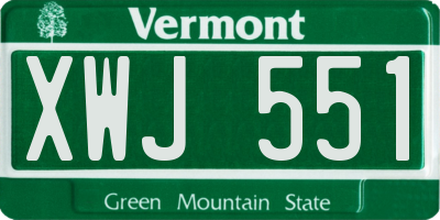 VT license plate XWJ551