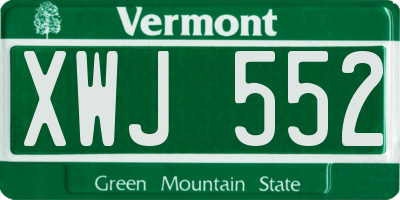 VT license plate XWJ552