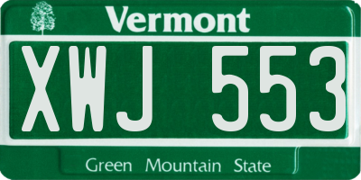 VT license plate XWJ553