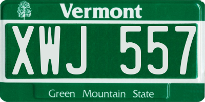 VT license plate XWJ557
