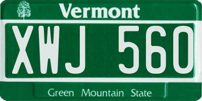 VT license plate XWJ560
