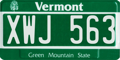 VT license plate XWJ563