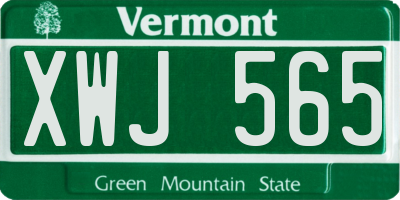 VT license plate XWJ565