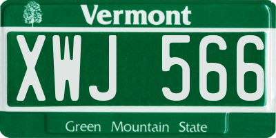 VT license plate XWJ566